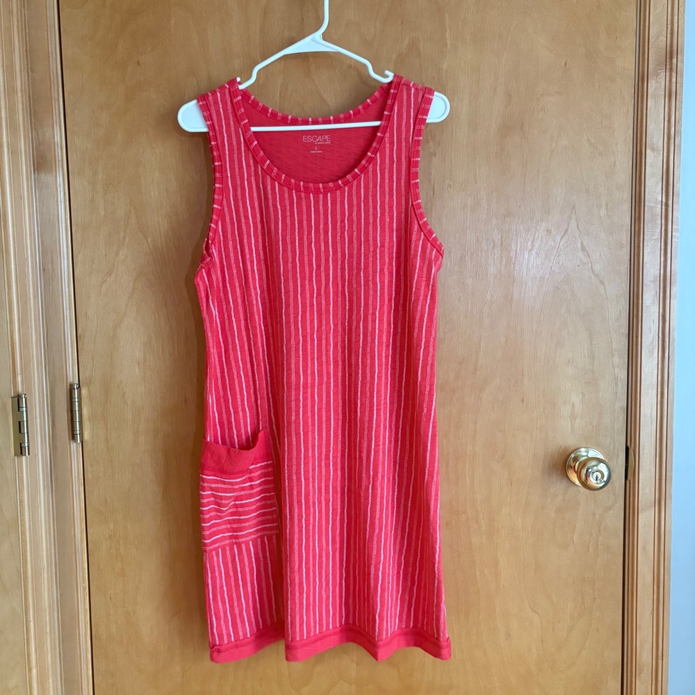 Habitat Escape Tank‎ Dress Womens Small Red White Striped Cotton Slub 82517
